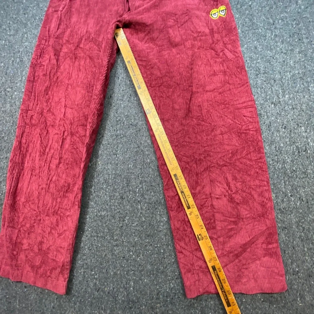 Krooked Skateboards Corduroy Pants Sz XL Mens Burgundy Skater Eyes Logo Lounge